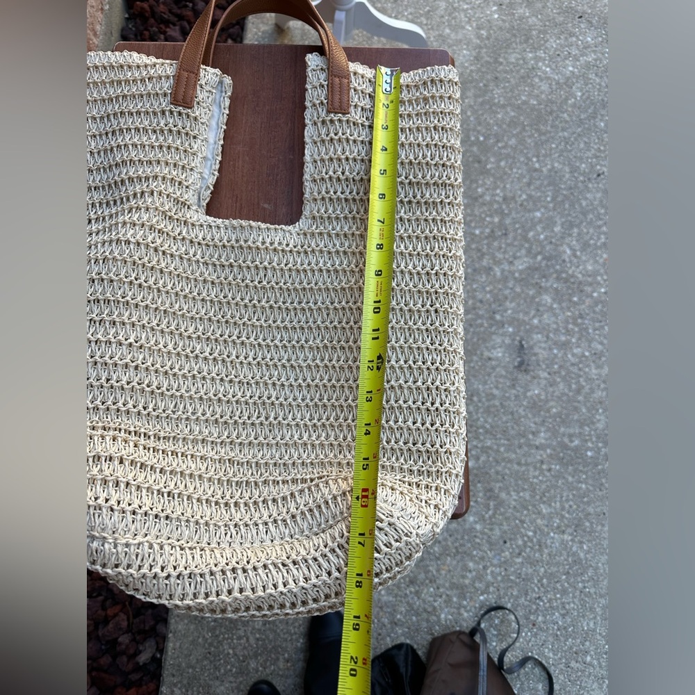 ANTHROPOLOGIE Shiraleah Lido Tote Bag, Beige - Picture 12 of 14